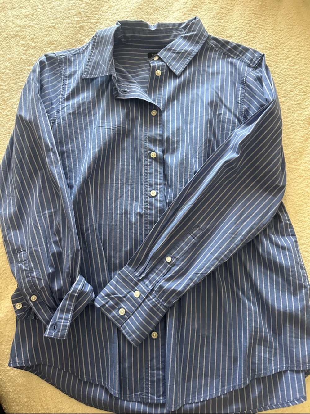 Banana Republic Blue and White Striped Button-Up Shirt